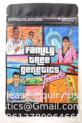 Le support de preuve d'odeur de toucher doux vers le haut de l'enfant de empaquetage comestible de poches résistant a imprimé 3,5 sacs faits sur commande de Mylar