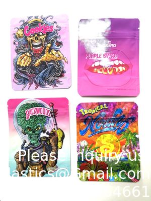 Le support de preuve d'odeur de toucher doux vers le haut de l'enfant de empaquetage comestible de poches résistant a imprimé 3,5 sacs faits sur commande de Mylar