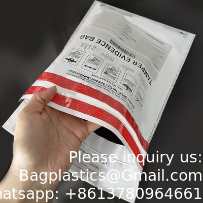 Sac de bande vide, sac de preuves, sacs de sécurité en plastique d'examen sacs de sécurité de Transit d'expédition en papier sacs inviolables