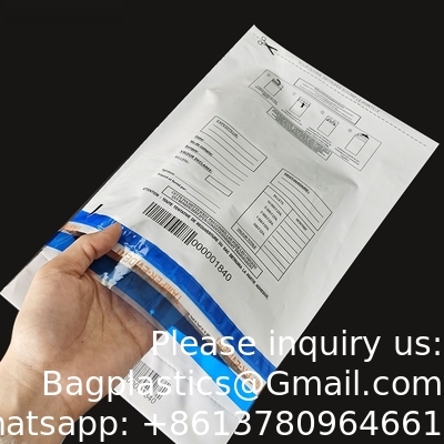Sac de bande vide, sac de preuves, sacs de sécurité en plastique d'examen sacs de sécurité de Transit d'expédition en papier sacs inviolables