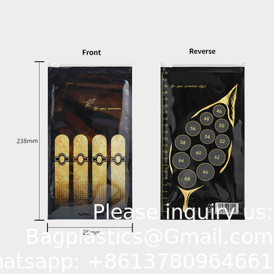 Pochettes d'impression personnalisées avec fermeture à glissière, sacs à cigares de tabac résistants à l'humidité, sac d'emballage de cigares à fermeture éclair