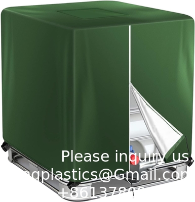 IBC Tote Cover pour 1000L extérieur 275 gallons fût de pluie UV résistant à l'eau extérieur IBC Covers - gris vert
