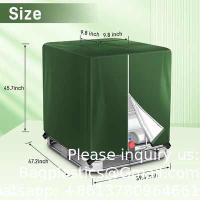 IBC Tote Cover pour 1000L extérieur 275 gallons fût de pluie UV résistant à l'eau extérieur IBC Covers - gris vert