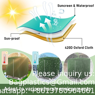 IBC Tote Cover pour 1000L extérieur 275 gallons fût de pluie UV résistant à l'eau extérieur IBC Covers - gris vert