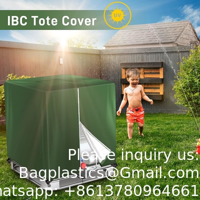 IBC Tote Cover pour 1000L extérieur 275 gallons fût de pluie UV résistant à l'eau extérieur IBC Covers - gris vert