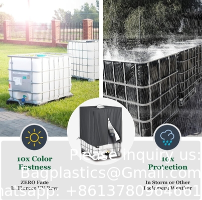 IBC Tote Cover pour 1000L extérieur 275 gallons fût de pluie UV résistant à l'eau extérieur IBC Covers - gris vert