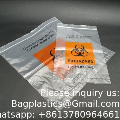 Grade médical 3/4murs personnalisé de la pathologie médicale plastique de la collecte de spécimens de transport de la fermeture à glissière sac biohazard