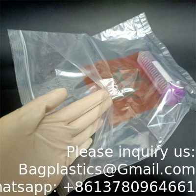 Grade médical 3/4murs personnalisé de la pathologie médicale plastique de la collecte de spécimens de transport de la fermeture à glissière sac biohazard