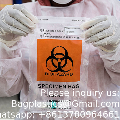 Grade médical 3/4murs personnalisé de la pathologie médicale plastique de la collecte de spécimens de transport de la fermeture à glissière sac biohazard