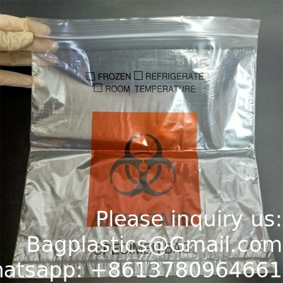 Grade médical 3/4murs personnalisé de la pathologie médicale plastique de la collecte de spécimens de transport de la fermeture à glissière sac biohazard
