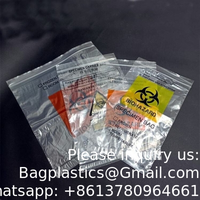 Grade médical 3/4murs personnalisé de la pathologie médicale plastique de la collecte de spécimens de transport de la fermeture à glissière sac biohazard