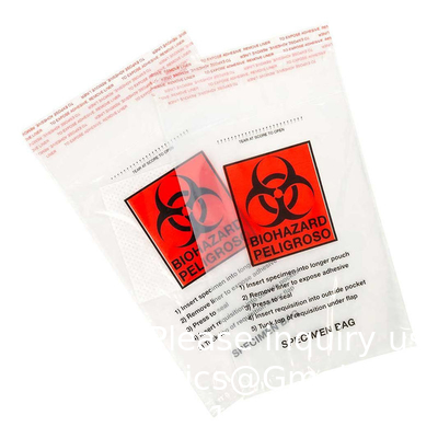 SPÉCIMENTS de fermeture à glissière biohazard médical Laboratoire Fermeture à glissière jetable biohazard Kangourou sac de collecte