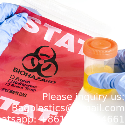 SPÉCIMENTS de fermeture à glissière biohazard médical Laboratoire Fermeture à glissière jetable biohazard Kangourou sac de collecte