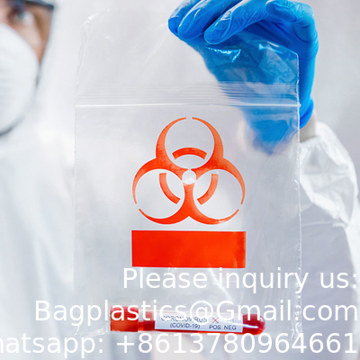 SPÉCIMENTS de fermeture à glissière biohazard médical Laboratoire Fermeture à glissière jetable biohazard Kangourou sac de collecte