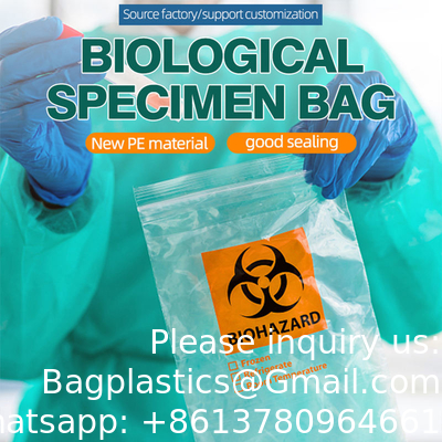 SPÉCIMENTS de fermeture à glissière biohazard médical Laboratoire Fermeture à glissière jetable biohazard Kangourou sac de collecte