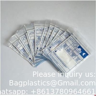 Médical 100% Ldpe Pilule imprimée Dispenser des médicaments Enveloppe d'emballage Sac recouvrable Médicament organisateur