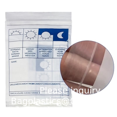 Médical 100% Ldpe Pilule imprimée Dispenser des médicaments Enveloppe d'emballage Sac recouvrable Médicament organisateur