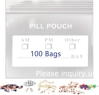 Médical 100% Ldpe Pilule imprimée Dispenser des médicaments Enveloppe d'emballage Sac recouvrable Médicament organisateur