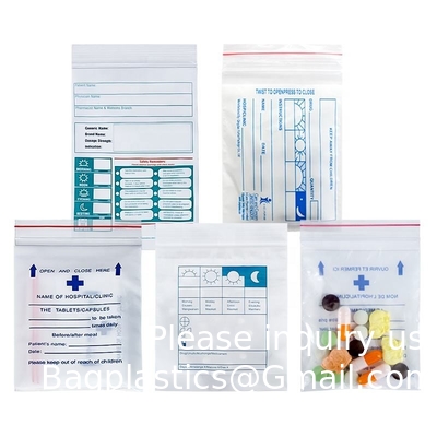Médical 100% Ldpe Pilule imprimée Dispenser des médicaments Enveloppe d'emballage Sac recouvrable Médicament organisateur