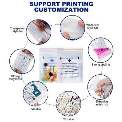 Médical 100% Ldpe Pilule imprimée Dispenser des médicaments Enveloppe d'emballage Sac recouvrable Médicament organisateur
