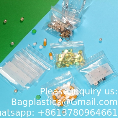 Médical 100% Ldpe Pilule imprimée Dispenser des médicaments Enveloppe d'emballage Sac recouvrable Médicament organisateur