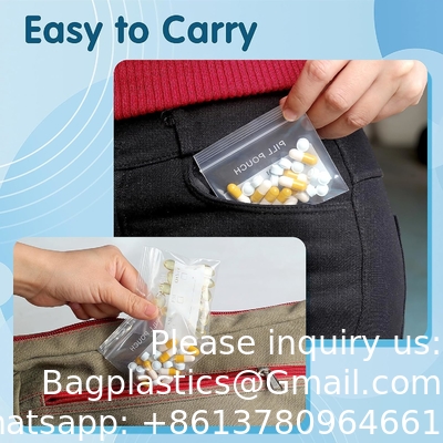 Médical 100% Ldpe Pilule imprimée Dispenser des médicaments Enveloppe d'emballage Sac recouvrable Médicament organisateur