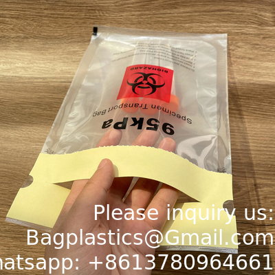Sac d'échantillon en gros Sac de transport de spécimens de danger biologique Transparent 95 kPa Sac de transport de spécimens de danger biologique