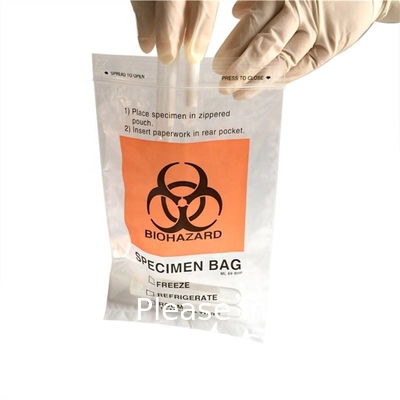 Sacs d'échantillons biohazard, 100 pièces 6x9in/15x25cm avec imprimé le logo rouge biohazard, sacs d'échantillons en fermeture à glissière à l'extérieur de la poche