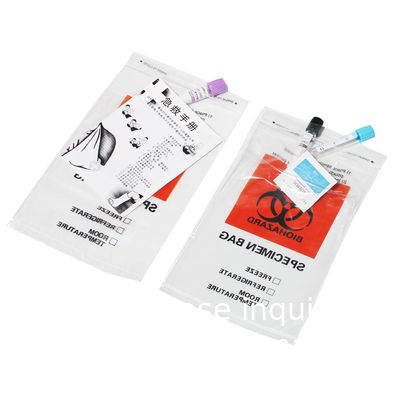 Sacs d'échantillons biohazard, 100 pièces 6x9in/15x25cm avec imprimé le logo rouge biohazard, sacs d'échantillons en fermeture à glissière à l'extérieur de la poche