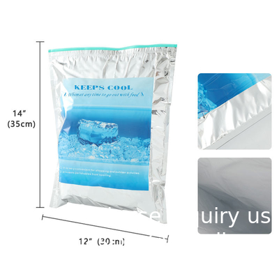 Sacs thermique à froid en papier d'aluminium isolés avec fermeture à glissière