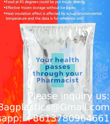 Sacs thermique à froid en papier d'aluminium isolés avec fermeture à glissière