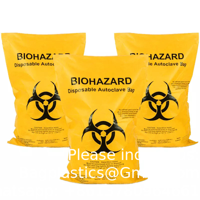 Plastique biodégradable pour hôpitaux Sacs à ordures pour déchets biologiques Sacs à ordures pour déchets biologiques Indicateur de température autoclavable