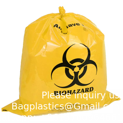 Plastique biodégradable pour hôpitaux Sacs à ordures pour déchets biologiques Sacs à ordures pour déchets biologiques Indicateur de température autoclavable