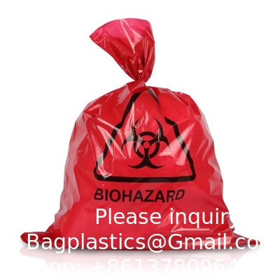 Fournisseur d'usine en gros Rouge Jaune Autoclave personnalisé Plastique Biohazard Sac à ordures Sac de déchets médicaux Hôpital