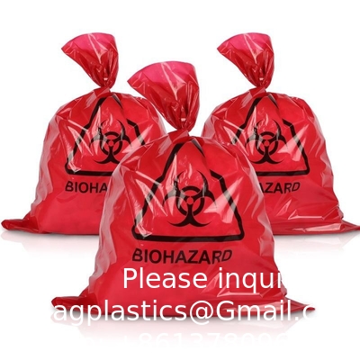Fournisseur d'usine en gros Rouge Jaune Autoclave personnalisé Plastique Biohazard Sac à ordures Sac de déchets médicaux Hôpital