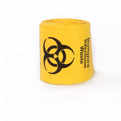 Fournisseur d'usine en gros Rouge Jaune Autoclave personnalisé Plastique Biohazard Sac à ordures Sac de déchets médicaux Hôpital