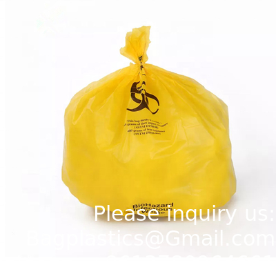 Fournisseur d'usine en gros Rouge Jaune Autoclave personnalisé Plastique Biohazard Sac à ordures Sac de déchets médicaux Hôpital