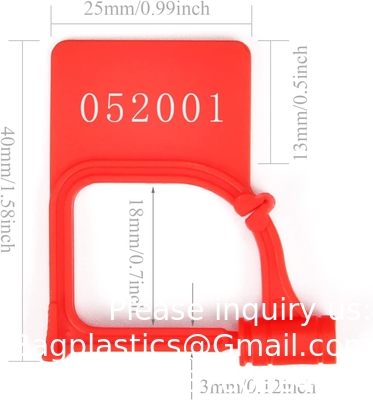 Fermeture à glissière de sécurité en plastique, scellé numéroté, étanche à la manipulation, jetable, pour les sacs à bagages (rouge, 100 pièces)