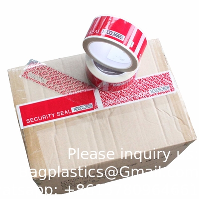 Tape de sécurité rouge numérotée en série (48 mm x 50 m x 2 mil, 100% de transfert total, film ultra épais  √ vide)
