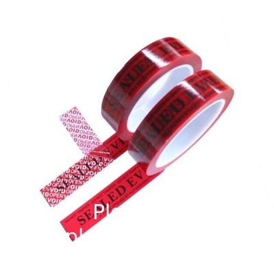Tape de sécurité rouge numérotée en série (48 mm x 50 m x 2 mil, 100% de transfert total, film ultra épais  √ vide)