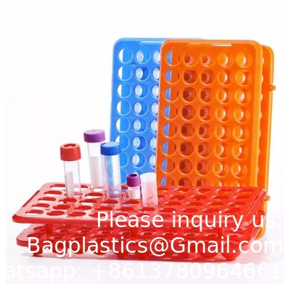 Réservoir de tubes à centrifugeuse en PP multifonctionnel de laboratoire 50 trous*18 mm Réservoir de tubes à essai en plastique Circlip en silicone
