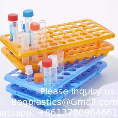 Réservoir de tubes à centrifugeuse en PP multifonctionnel de laboratoire 50 trous*18 mm Réservoir de tubes à essai en plastique Circlip en silicone