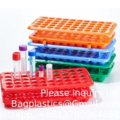 Réservoir de tubes à centrifugeuse en PP multifonctionnel de laboratoire 50 trous*18 mm Réservoir de tubes à essai en plastique Circlip en silicone