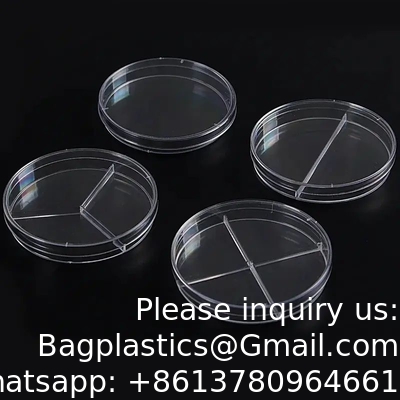 Produits de laboratoire Disque de culture de cellules bactériennes Disque de culture de cellules plastiques jetables transparents Disque de Petri