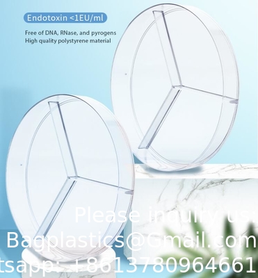 Produits de laboratoire Disque de culture de cellules bactériennes Disque de culture de cellules plastiques jetables transparents Disque de Petri