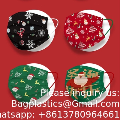 Masque facial, masque jetable, cadeaux de Noël Masques de dessins animés de Noël Fournitures de fête Hommes et femmes échantillon gratuit