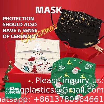 Masque facial, masque jetable, cadeaux de Noël Masques de dessins animés de Noël Fournitures de fête Hommes et femmes échantillon gratuit