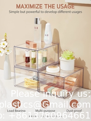 Des tiroirs pour organiser le maquillage empilés, un tiroir de rangement acrylique de salle de bains de 4,4 pieds de haut, une boîte de rangement de cosmétiques pour vanité