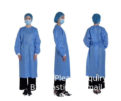 Couleur bleue Disposable non tissé SMS médical Stérile Robe d'isolation chirurgicale Matériaux et accessoires médicaux