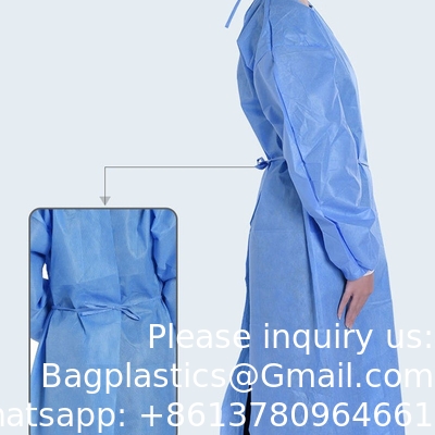 Couleur bleue Disposable non tissé SMS médical Stérile Robe d'isolation chirurgicale Matériaux et accessoires médicaux